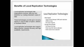 Local Replication Technologies