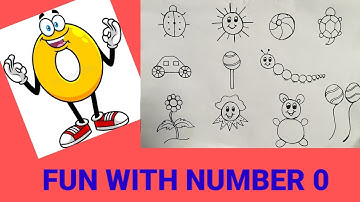 How To Draw Pictures Using Numbers  ! Simple Drawing Ideas For Beginners ! 0 Number Drawing For Kids