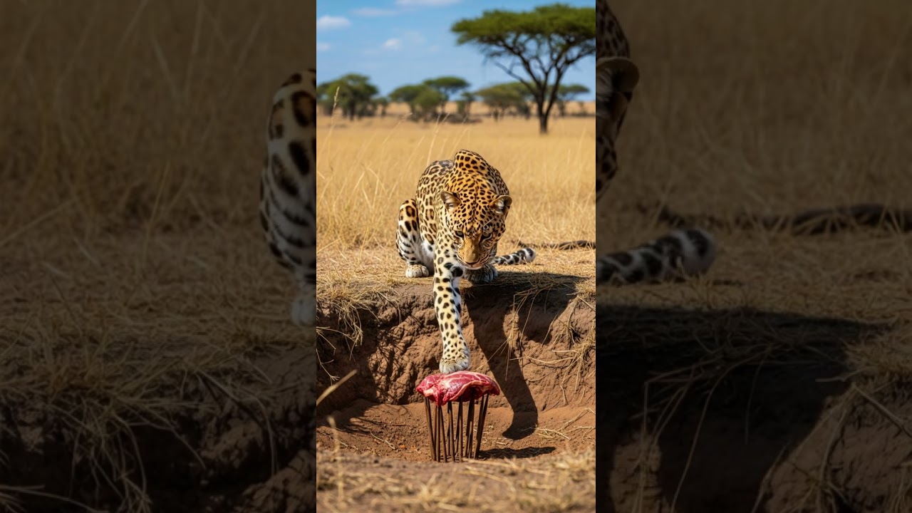 Leopard Approaches the Bait: A Test of Hunting Skills Unleashed 