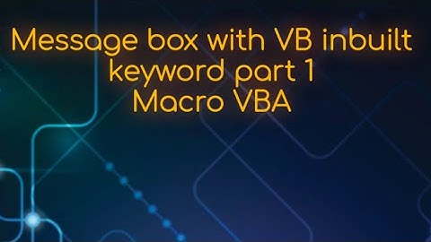 MSGBOX with vb inbuilt keyboard | VBA | Macro