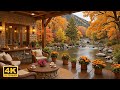 Golden Autumn Riverside Porch 🍁 Soft Piano &amp; Gentle River Sounds for Peaceful Evenings