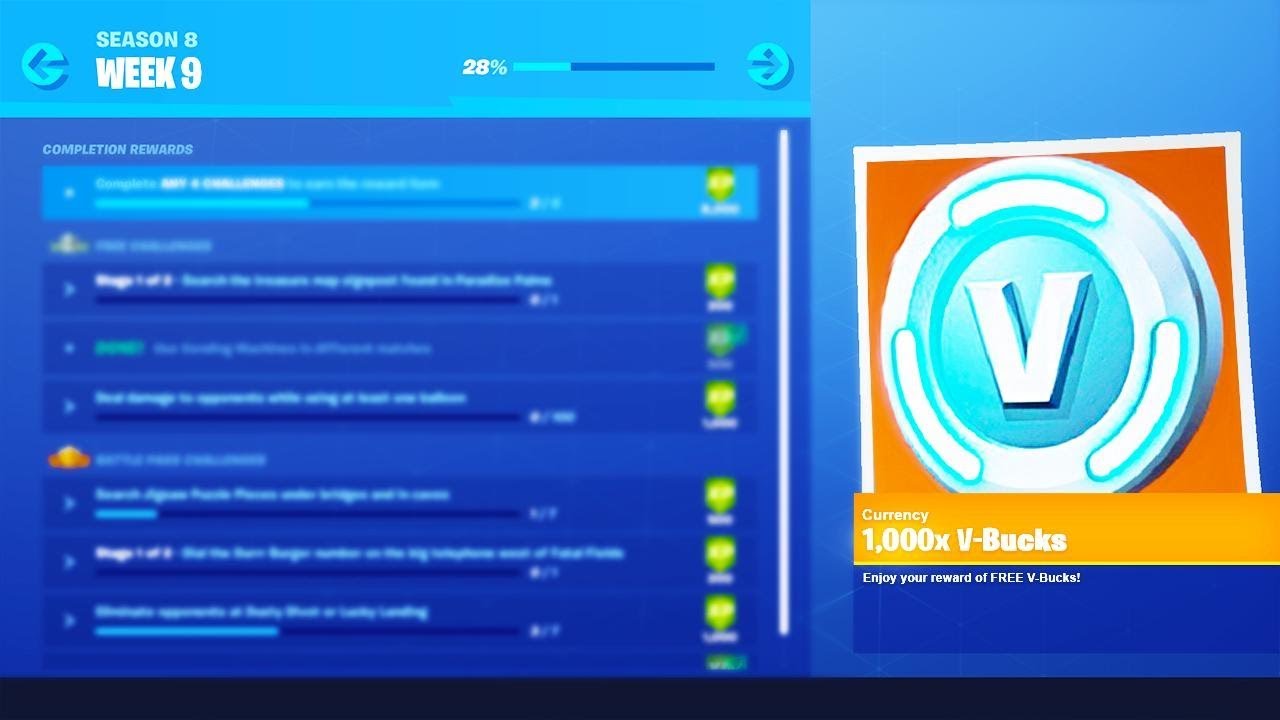 fortnite week 9 challenges leaked season 8 week 9 challenges - fortnite season 8 challenges week 9