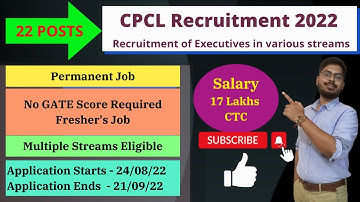 CPCL Recruitment 2022 | 22 Executive Posts | Fresher Job | No GATE score | #jobs #jobsearch