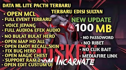 Data ML Lite 100mb Edisi Sultan & Open MCL No Password | ML Lite | Anti  Lag & Patah Support Ram 2GB
