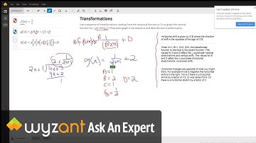 Identify transformations to the reciprocal parent function (starting with a rational function).