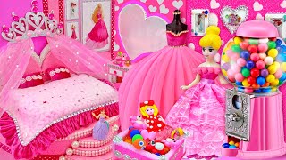 Cinderella Barbie Doll Dress Up 💕 2 Pink Miniature House 💕 Mini Makeup
