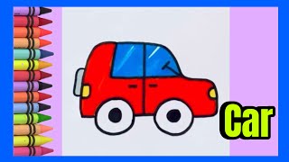 Car and 3 more Vehicles Drawing and Coloring for Kids and Toddlers | Learn How to Draw Vehicles