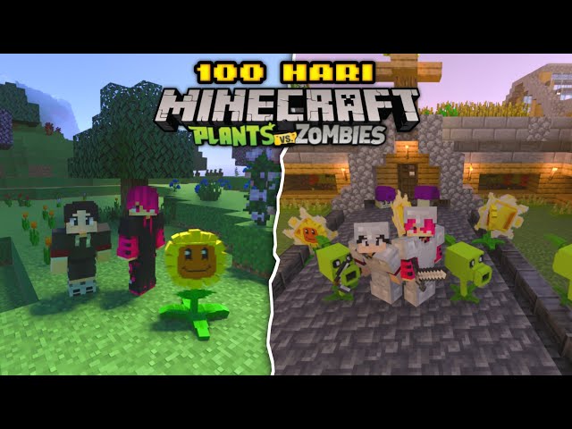 100 Hari Minecraft Tapi Di Dunia Plants Vs Zombie! (Part 1) class=