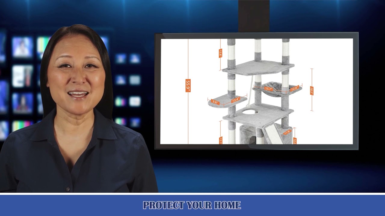 55.9" Multi Level Cat Tower With Sisal Covered Scratching Posts, Kitty Play House & Large Top Perch