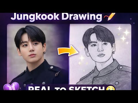 Let's draw BTS Jungkook 😍|BTS members drawing|#jk fanart #drawing#bts