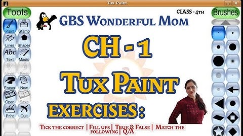 Tux Paint Exercises | Question Answer | True & False | GBS Wonderful Mom | Class 4 Chapter 1|