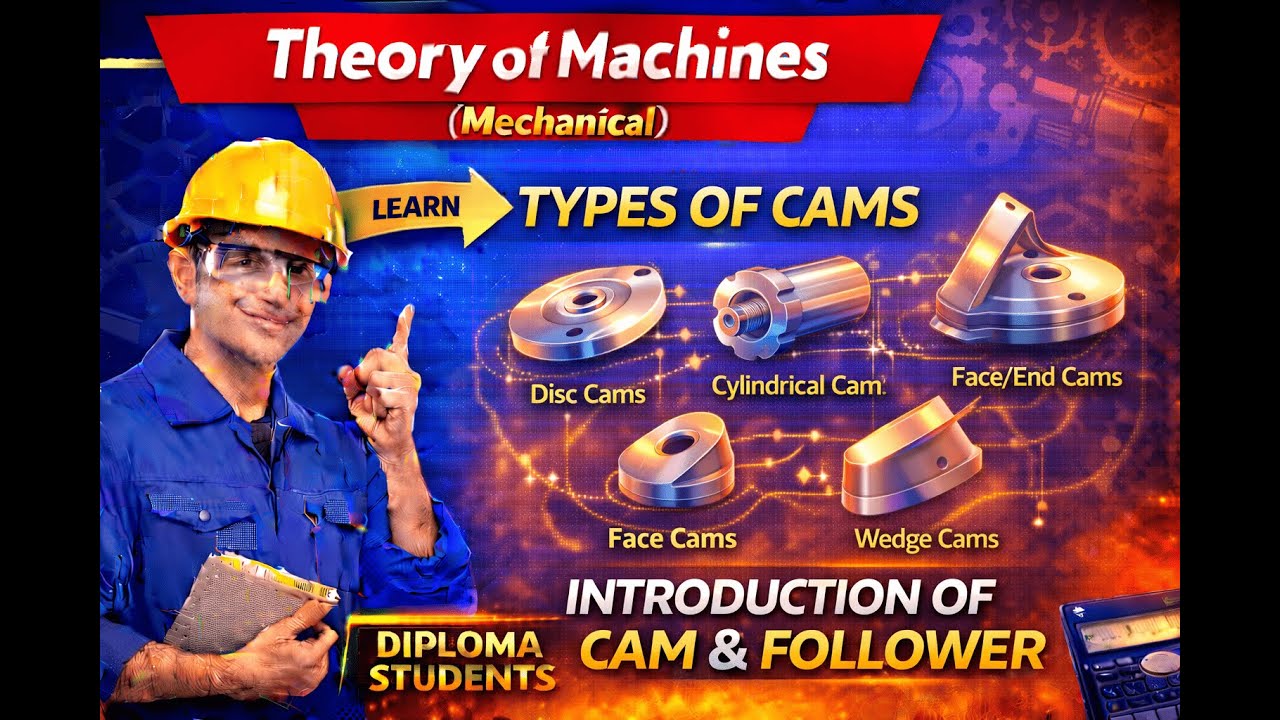 Types of Cams Explained | Radial, Cylindrical, Disc & Wedge Cam | Theory of Machines (TOM) | Diploma