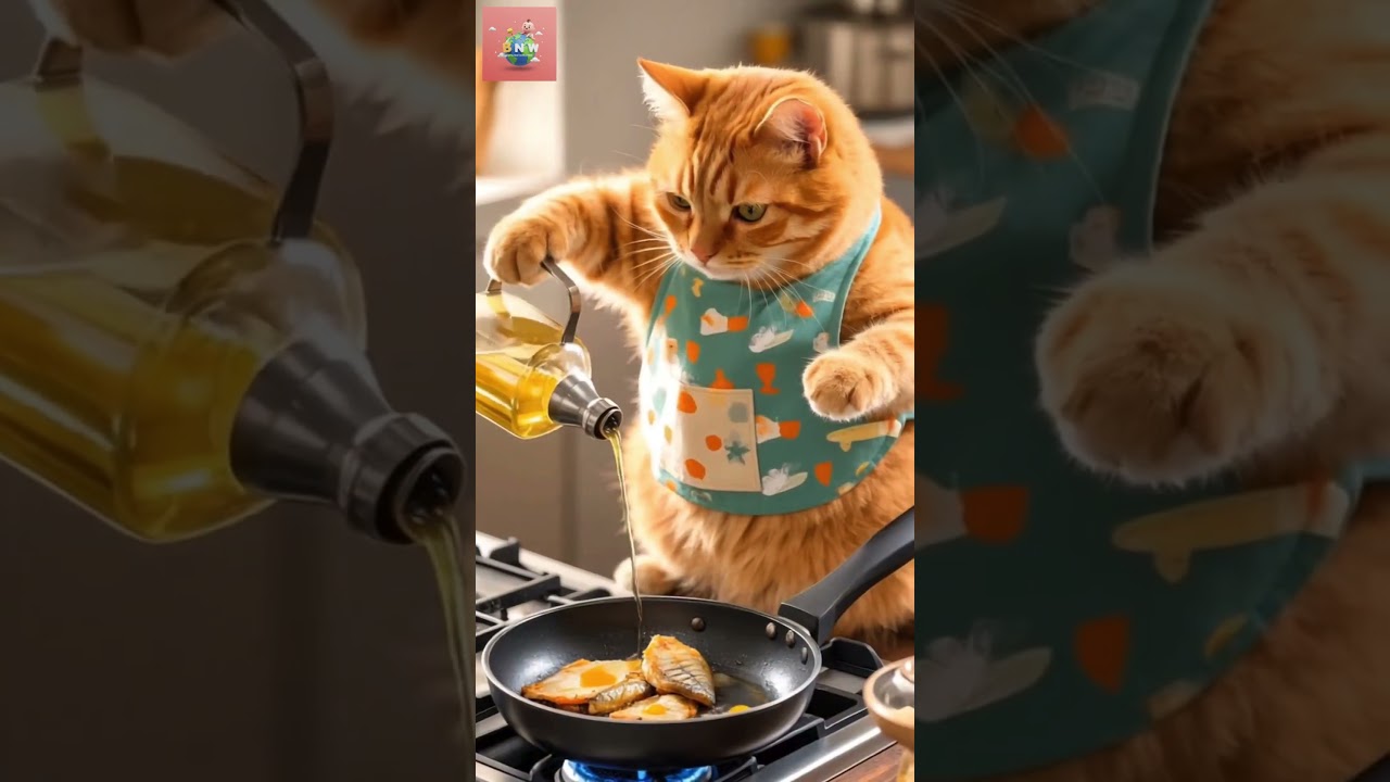 Mèo nấu ăn | Funny - Baby & New WorldView
