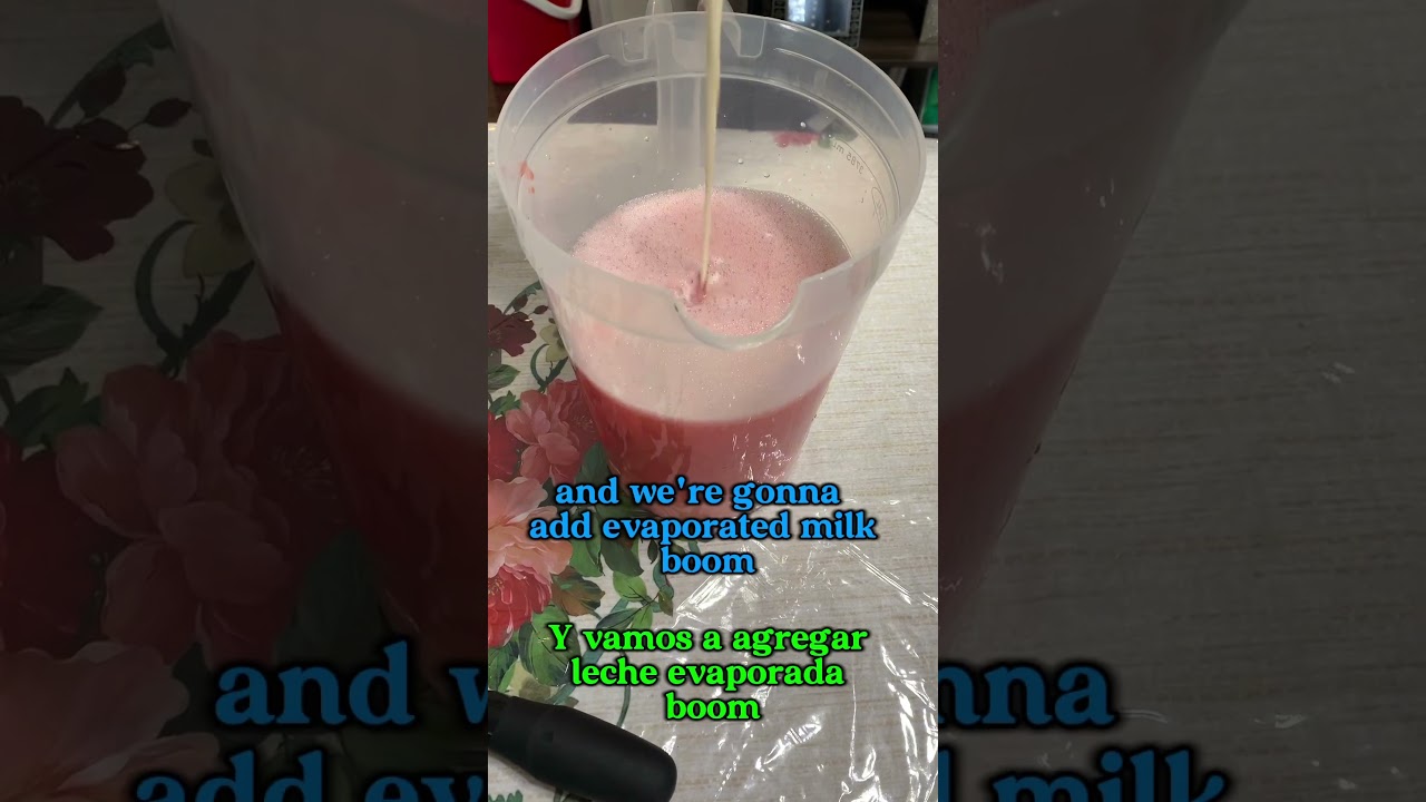 Making  AGUA FRESCA DE FRESA CREMOSA  (creamy strawberry fresh water)   