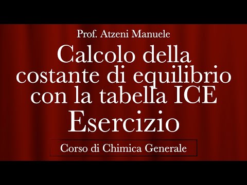 Chimica Generale (Esercizio - Calclolo della costante di equilibrio con la tabella ICE Kc)