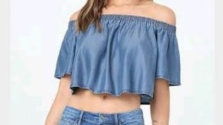 Chambray flutter top | How to make latest chambray flutter top | designer top cutting and stitching