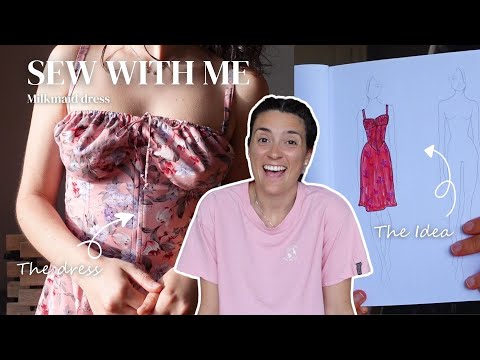 Sew and Easter dress with me in one day - Milkmaid dress | VLOG