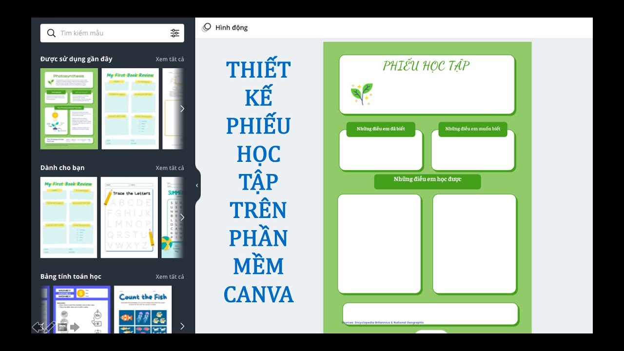 Thiết kế phiếu học tập trên phần mềm Canva - cô Hoàng... - youtube