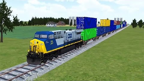 Train Sim Using GE AC4499CW Colourful Double Stack In American Midwest