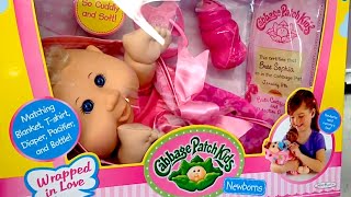CABBAGE PATCH KIDS Newborn DOLL, BOTTLE, PACIFIER, DIAPER, BLANKET AND CLOTHES