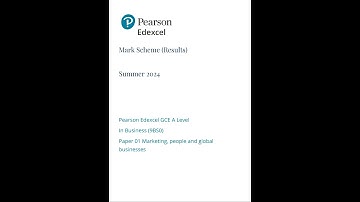 2024 PEARSON EDEXCEL A LEVEL BUSINESS MARK SCHEME PAPER 1 (9BS0/01).