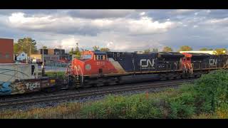TRAINS 2 For 1 CN Double Stack Meets CP Fast Freight at Dorval Ranps