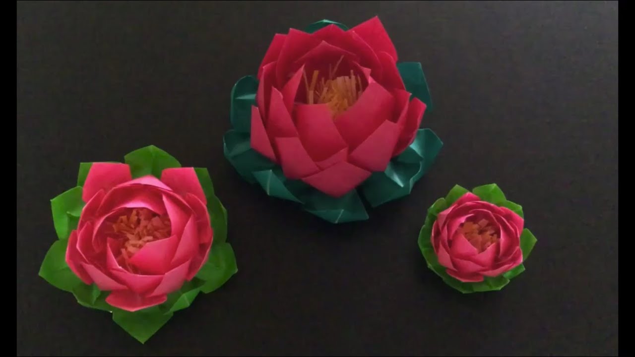 工作 折り紙で スイレン 音声解説有り Origami Water Lily ちゃちゃ子の工作 折り紙モンスター