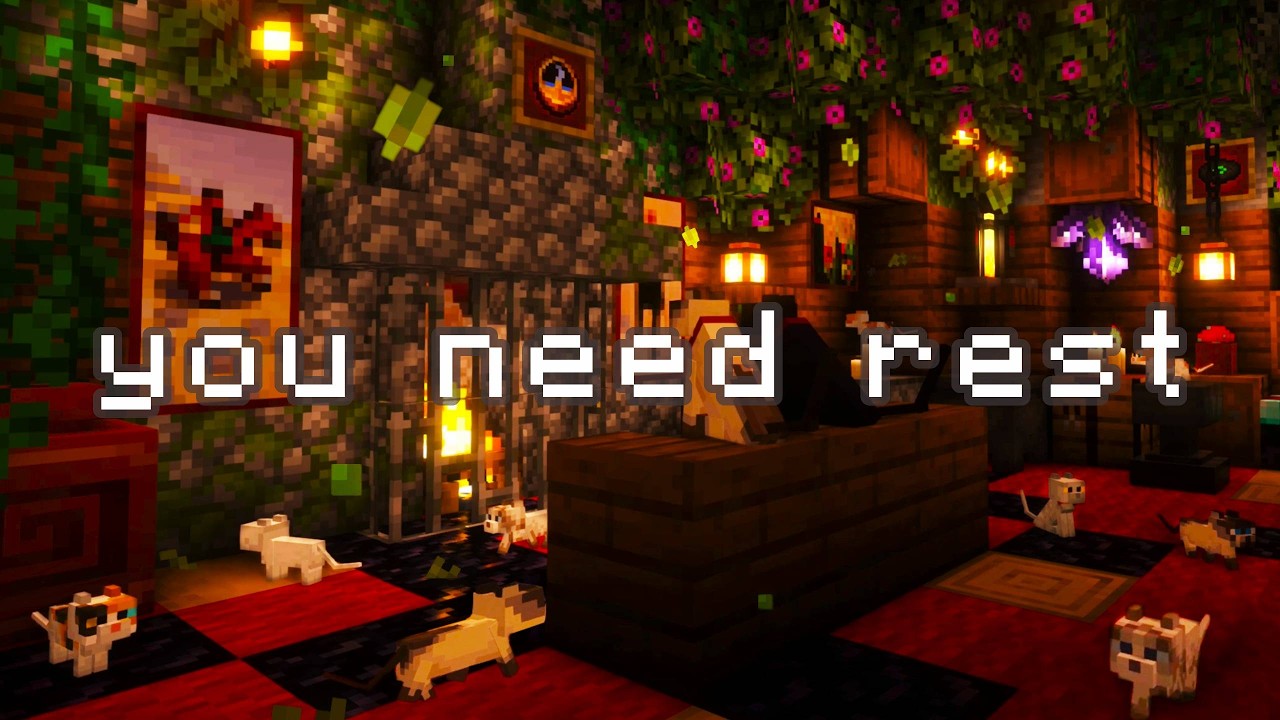 time to rest your mind... (minecraft music, fire & rain outside) - YouTube