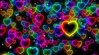 Colorful Floating Hearts Background ✨🩷 with Love Sparkle Bokeh Particles