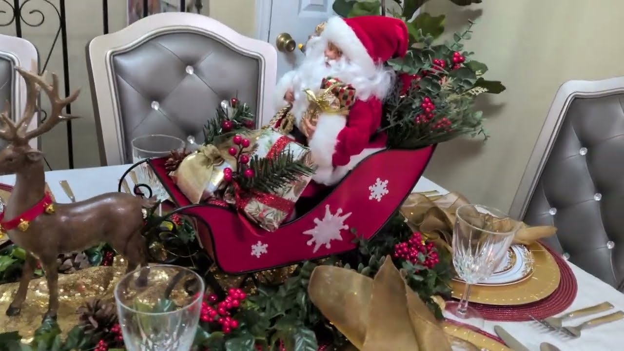 Festive Christmas Table ✨ Santa and Reindeer Magical Centerpiece 🧑‍🎄🦌