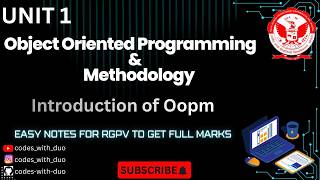 Object Oriented Programming & Methodology UNIT 1 | AL/AD/CY/CS- 305 | 3rd Sem | ONE SHOT |#rgpv