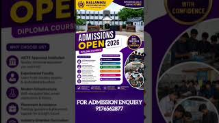Nallammai Polytechnic College Dharapuram Admission 2026 #Diploma #Admissions #Engineering