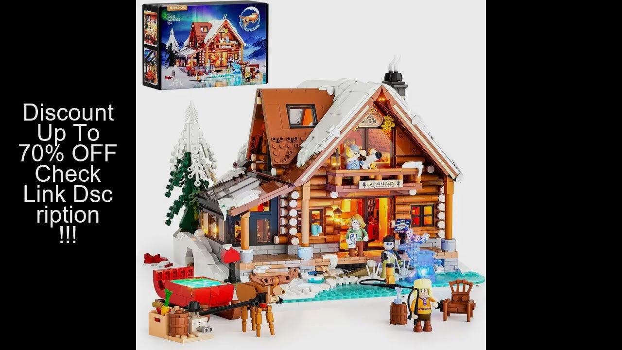 Lumibricks Aurora Cabin Christmas Lighting Building Bricks 2425 Pcs Retro House Winter Lodge Buildin