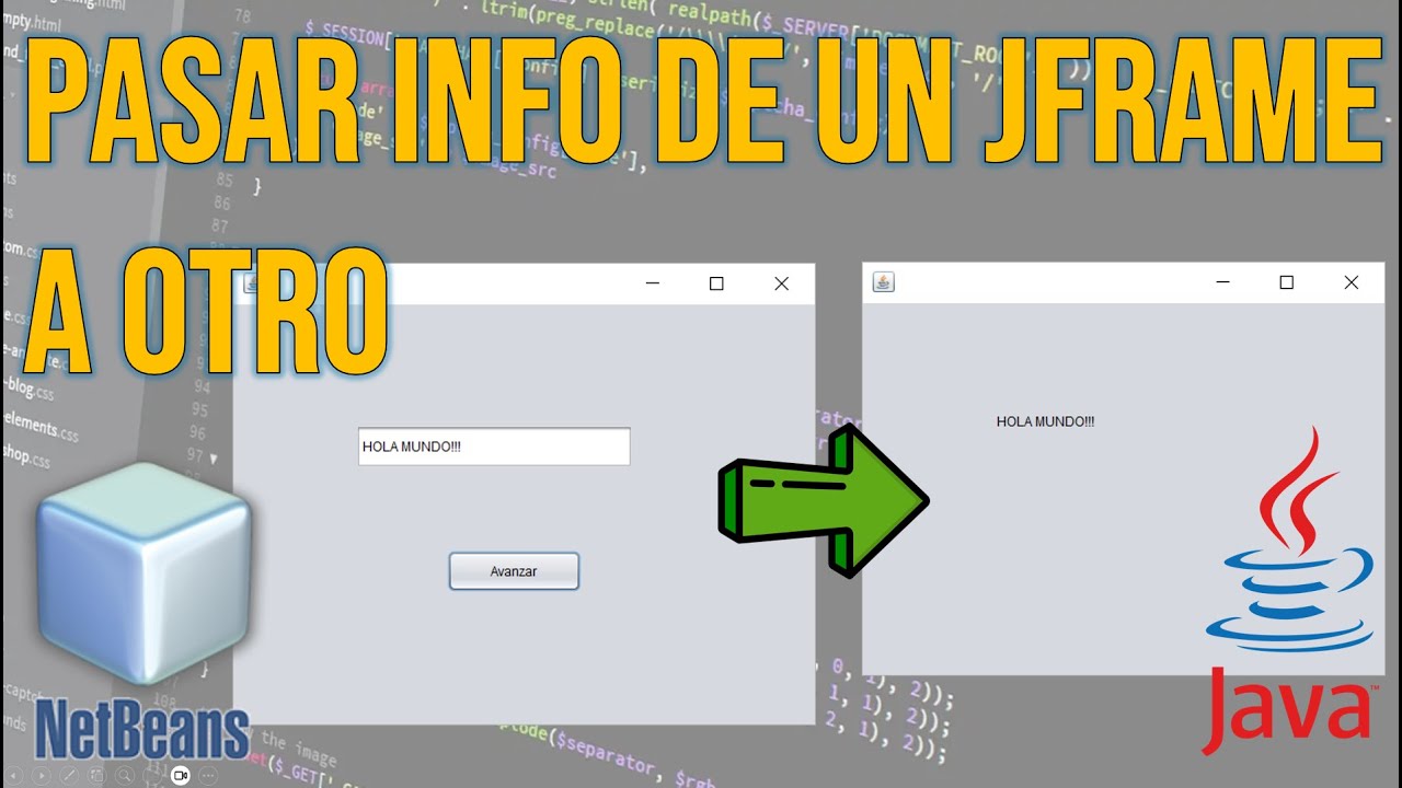 Como pasar informacion de un JFrame a otro - JAVA NETBEANS - YouTube