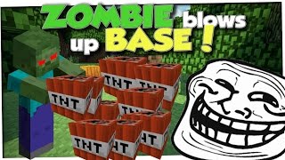 ZOMBIE BLOWS UP XRAY HACKER BASE (MInecraft Trolling)