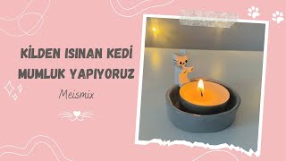 Ki̇lden Isinan Kedi̇ Mumluğu Yaptim Bunu Görmeniz Lazımm Air Dry Clay Candle Holder