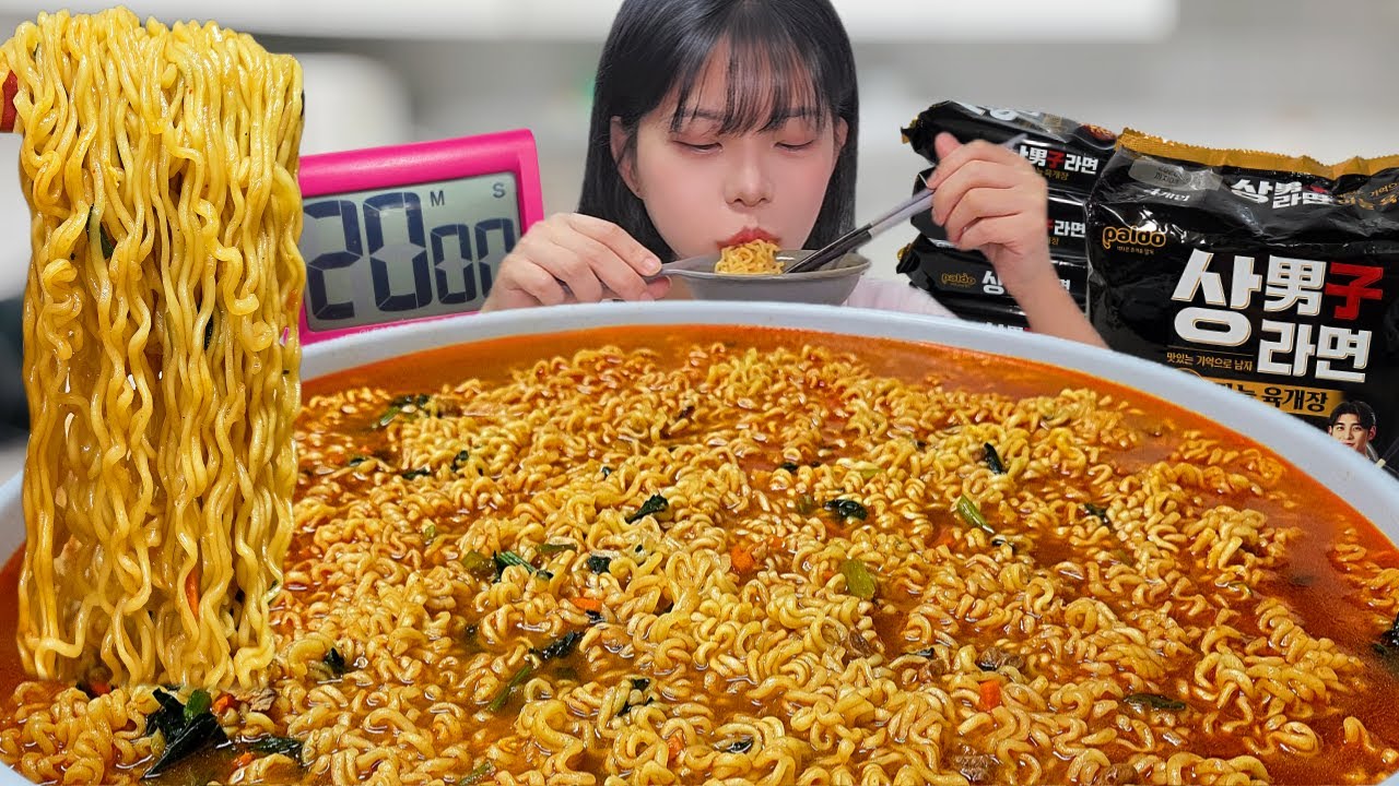 Только для настоящих мужиков 💪 8 раменов за 20 минут! 🔥Korean eating show mukbang