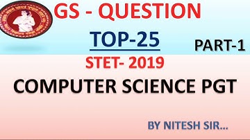 STET 2019| IMPORTANT GENERAL SCIENCE | PGT CS | BY NITESH SIR