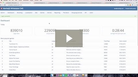 White Label Game Portal - CMS Demo