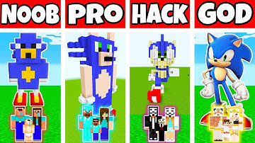 Minecraft: FAMILY SONIC THE HEDGEHOG BUILD CHALLENGE - NOOB vs PRO vs HACKER vs GOD in Minecraft