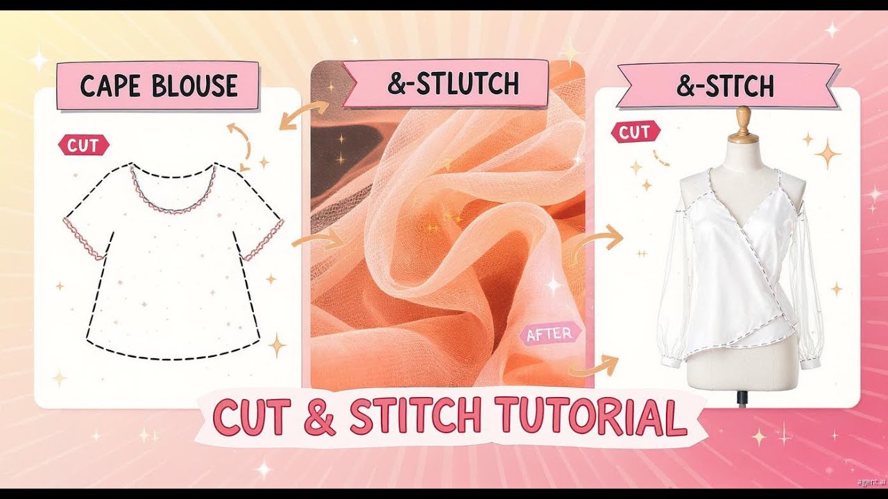 Cape Top Blouse Design   Net cape cutting and stitching   new fancy blouse design