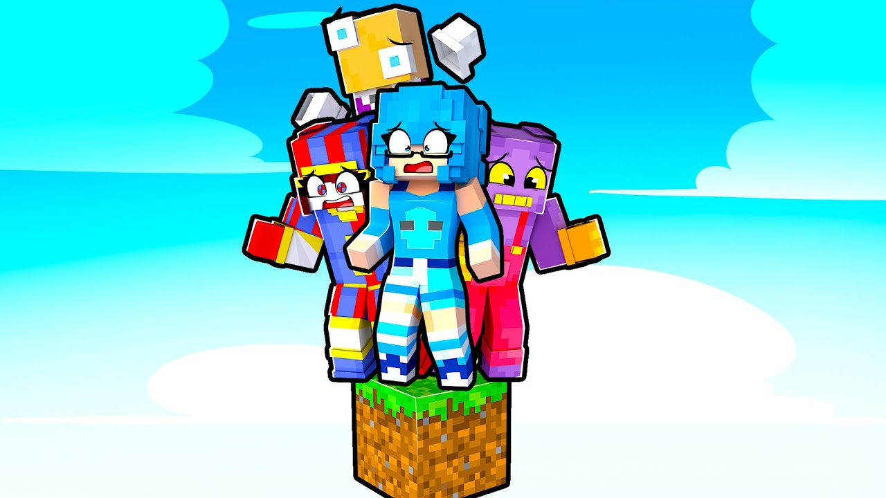 Sunnyzinha e o Circo Digital SOBREVIVENDO com APENAS UM BLOCO no Minecraft