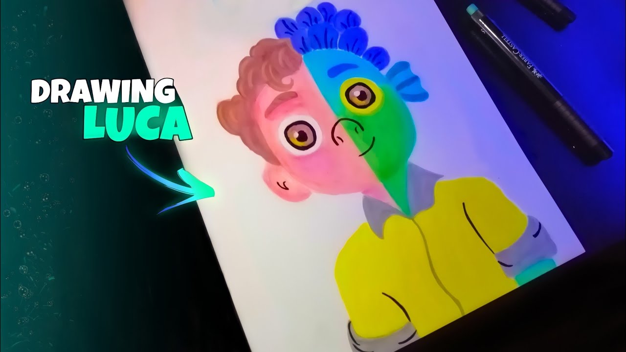 Drawing Luca with Posca Markers! Disney! Satisfying  (#Shorts)