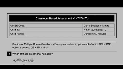 Ap 8th Class Fa-1 💯💯💯V.imp Maths 🥳Question Paper 2024 | 8th Class fa1 ( CBA_1) Maths   Paper 2024