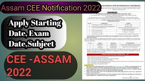 Assam CEE Notification 2022 || CEE Apply Date, Exam Date  #assam_cee_2022
