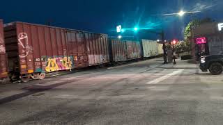 CSX 7366 and CSX 3877 lead a HUGE north bound mixed freight down Winslow Street 6/16/2026 