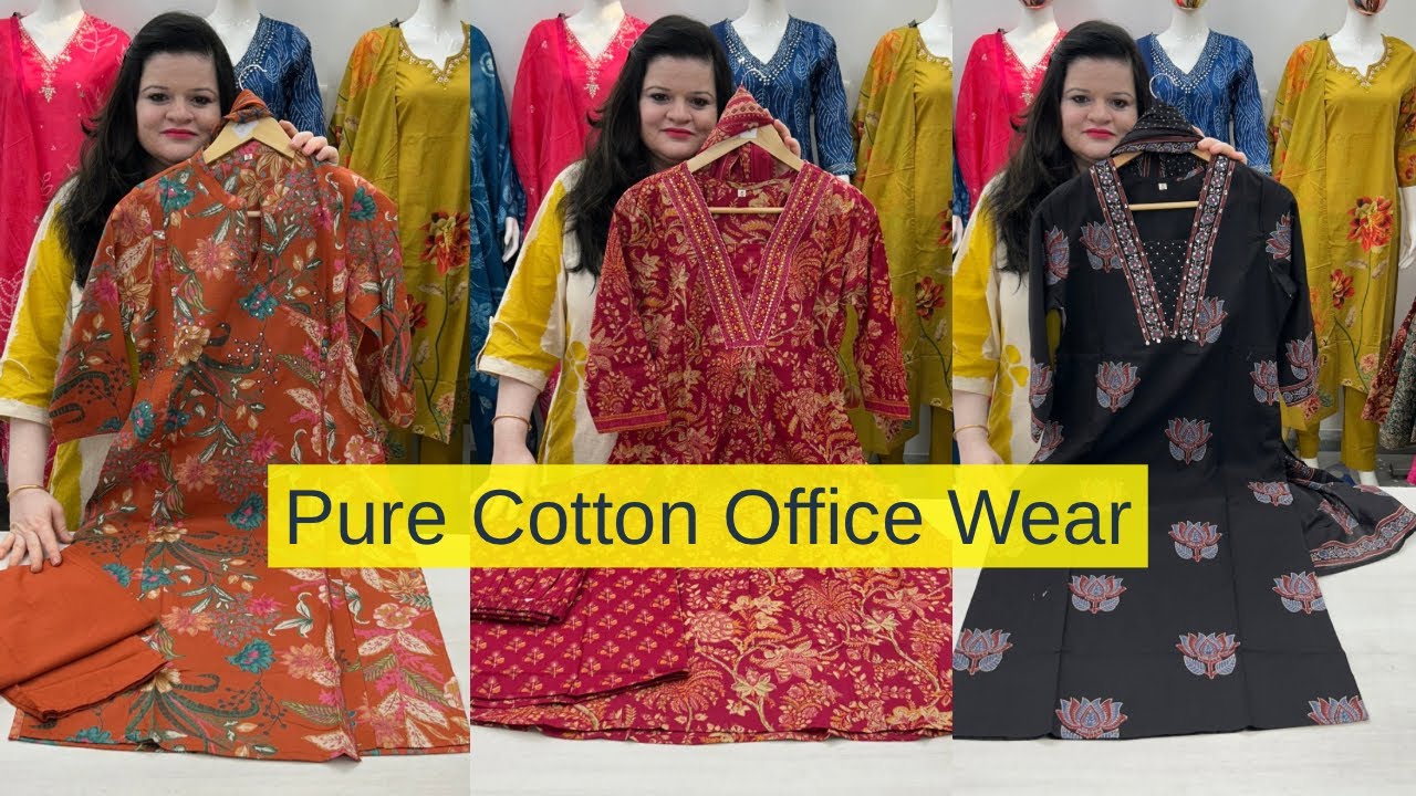 Premium Jaipur Cotton Straight, A line Office Wear Suits by Lavish Fashion