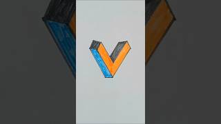 easy unique drawing 3D illusion capital letter ( V )#youtubeshort# video #viral#art #....