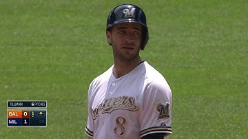 BAL@MIL: Braun comes out swinging and hits RBI double