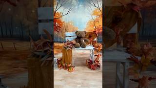 This fall path backdrop like an oil painting! Love the color! #katebackdrop #photography #fall